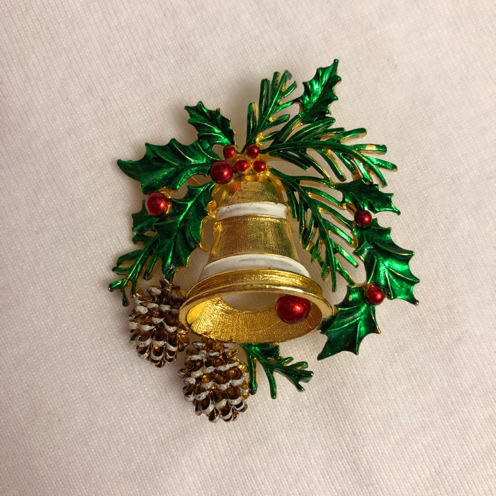 St. Labre Christmas Bell Brooch Vintage